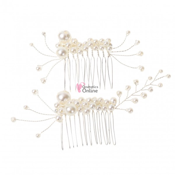 Accesoriu modern pentru decor par CA012DD Argintiu cu pini si cristale din zircon